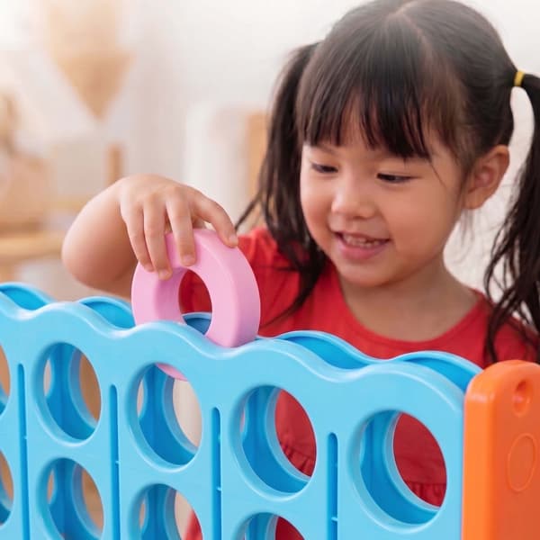 XXL Connect Four-spil – lyseblå-orange, plastik
