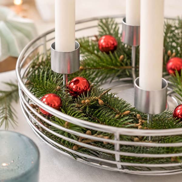 Adventskransholder af sølvmetaltråd – 20,5 cm