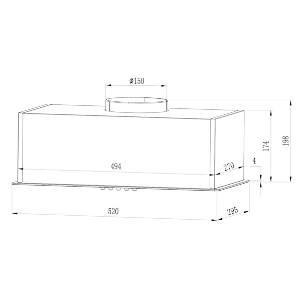 Underskabs emhætte 52 cm sort BT-236