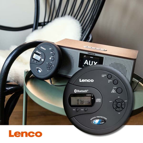 Bærbar Bluetooth® CD-MP3-afspiller med antishock Sort