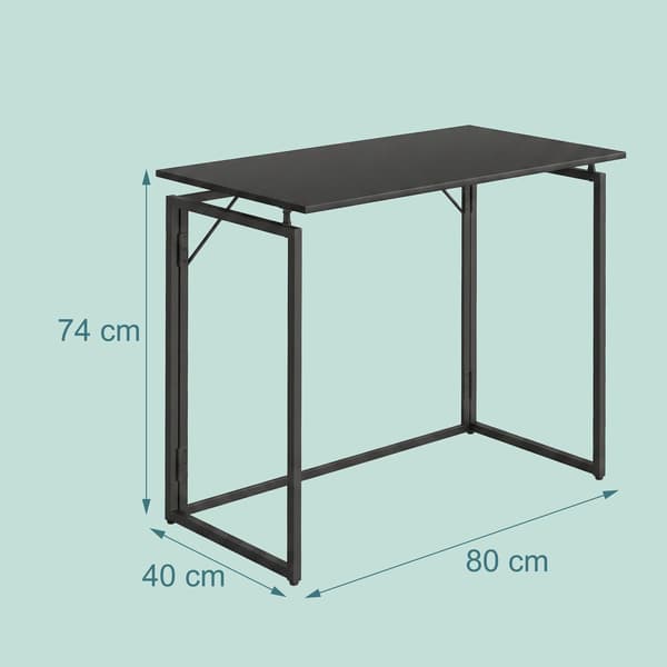 Klapbord, Sort – 80 x 40 cm, Træ & Stål