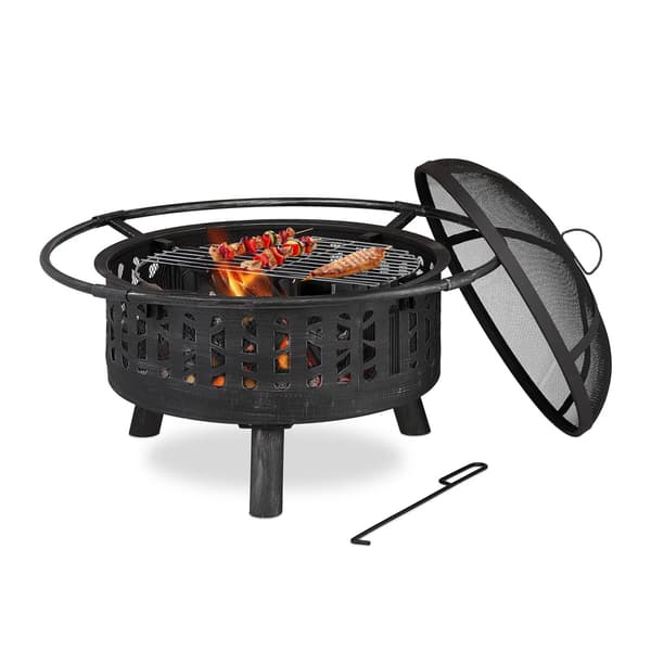Fire Bowl kipinäsuojalla ja grillillä