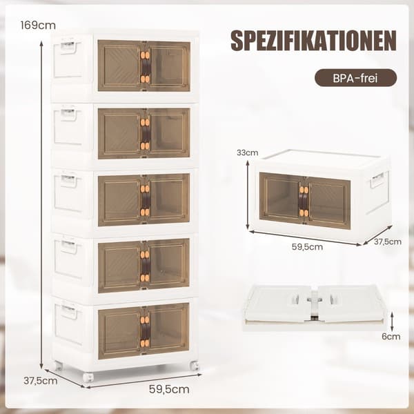 Hopfällbar förvaringsboxsats med lock, 316L, 5-pack