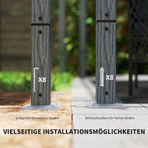 Pergola ca. 3x3m trädgårdspaviljong med magnetplatta, altantak av aluminium, trädgårdspaviljong med justerbart tak, fristående, UV-skydd 30+, för terr