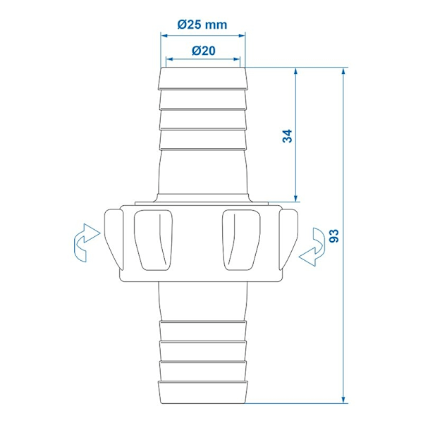 Vandslangetilslutning 25mm pr stk