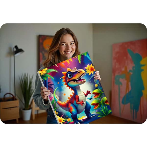 Måla efter siffror-kit – 40x50 cm duk med dinosauriemotiv