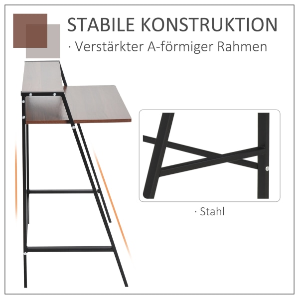 Bordsdatorbord Med Förvaringsfack & Kabelgenomgång, Metall Valnö