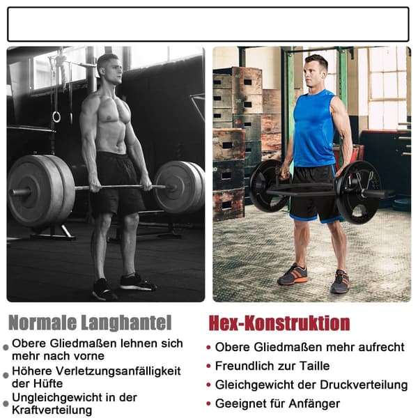 Hex Trap Bar med foldbare håndtag, 800 lb kapacitet