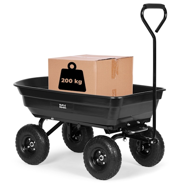 Puutarhakuljetuskärry, kottikärryt, kippiauto, 75L, 200 kg, isot puhallettavat pyörät, MultiGarden