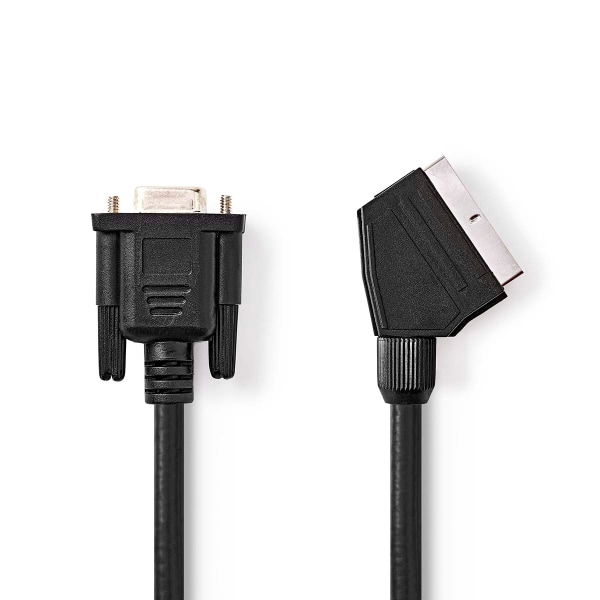 SCART-kaapeli | SCART Uros | VGA Naaras | Niklattu | 480p | 2.00 m | Pyöreä | PVC | Musta | Label