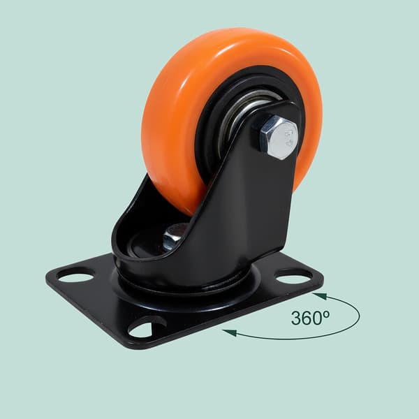 50 mm svänghjul, 4-pack, stål- och PVC-hjul