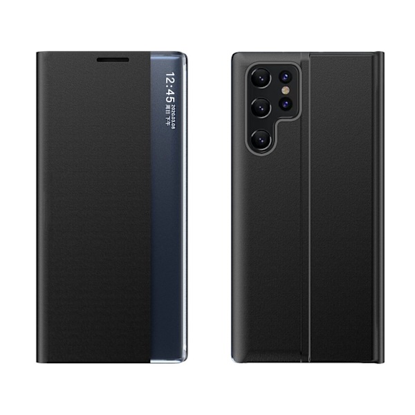 Fodral till Samsung S24 Ultra med magnetisk flik New Sleep View Fodral svart
