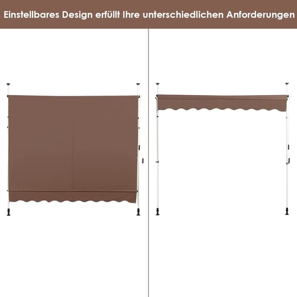 250 cm justerbar UV-resistent markis för balkong