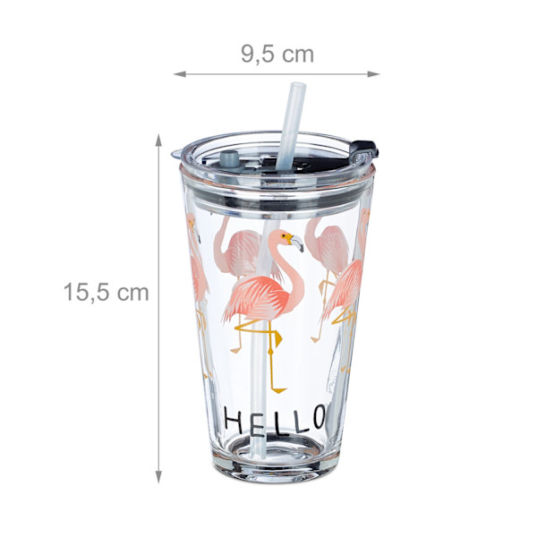 sæt med 4 glasflasker Flamingo