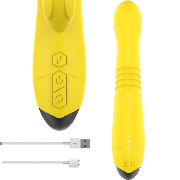 Intense - Toky multifunktionsvibrator op og ned med klitorisstimulator gul