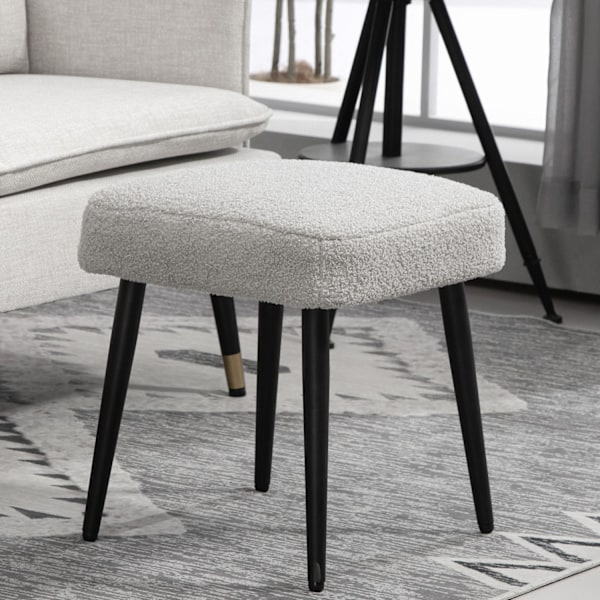 Fotpall Pall Fyrkantig dressing Pall Fotstöd med Cashmere Look Stålben för Vardagsrum Sovrum Ljusgrå