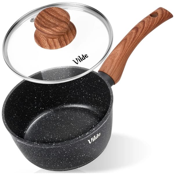 Non-stick granitkastrull med glaslock, 16 cm, 1,2 l
