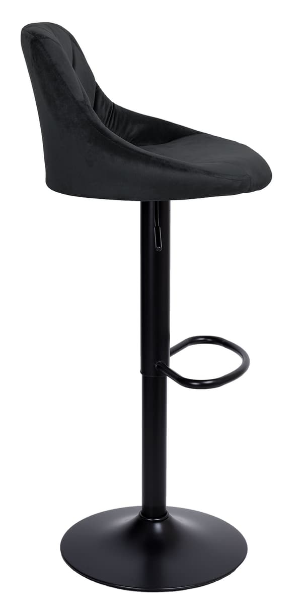 Barstol, justerbar höjd, svart sammet