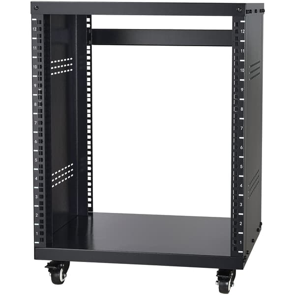 12U AV-rackstativ, 500 lb kapacitet, hjul, hyllplan