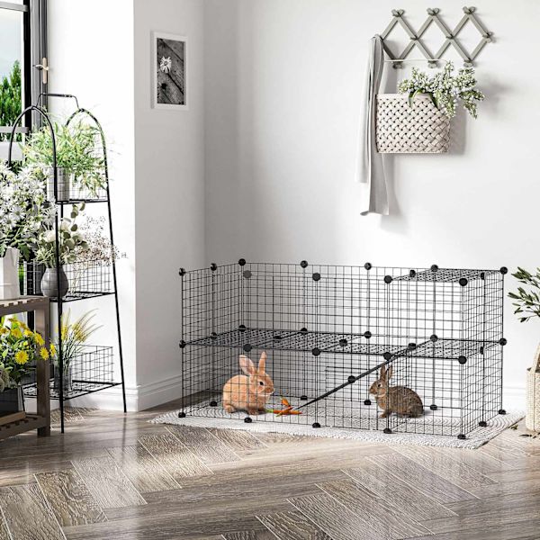 Barrier Diy Leikkikehä Pienille Eläimille, Pentuleikkikehä, 36 Paneelia, Musta, 146X73X73Cm