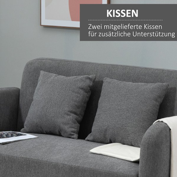 Double Sofa Loveseat Tyynyllä, Säädettävät Jalkatuet, Samettinen Polyesteri, Kumipuu, Vaahto, 2 Istuttava, Kangaspäällinen