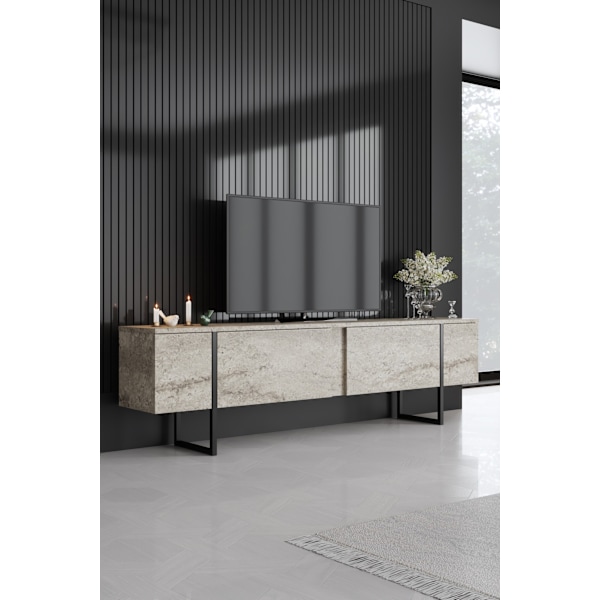 TV Stativ Luxe - Travertin, Svart