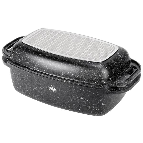 Granitugn med lock, 5,5+2,5 l, non-stick