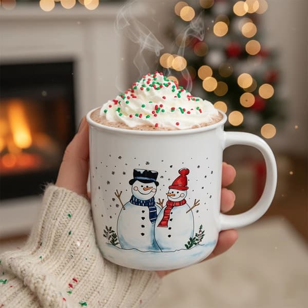 Keramisk snögubbemugg, 470 ml – Tål maskindisk