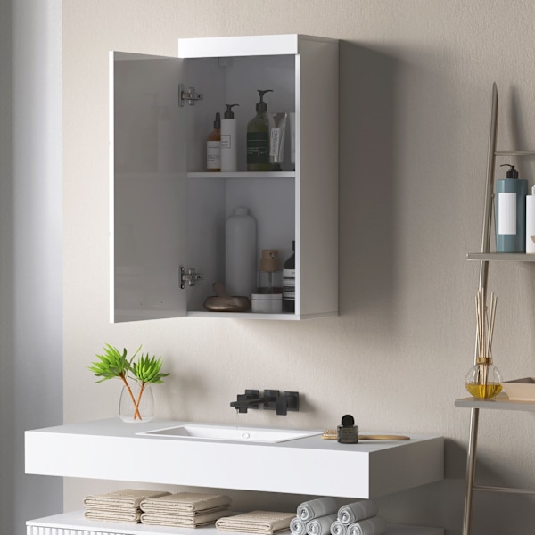 Seinäkaappi ovella, Kylpyhuonekaappi, Keittiökaappi 2 tasoa, Seinään kiinnitettävä lääkekaappi Valkoinen 37,2 x 24,5 x 76,8 cm Aosom