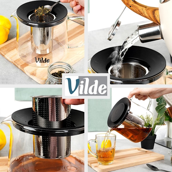Varmebestandig glas tekande med infuser 1,5 l