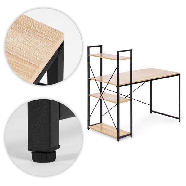 Datorskrivbord med hyllor, 120x60 cm MDF, loftstil
