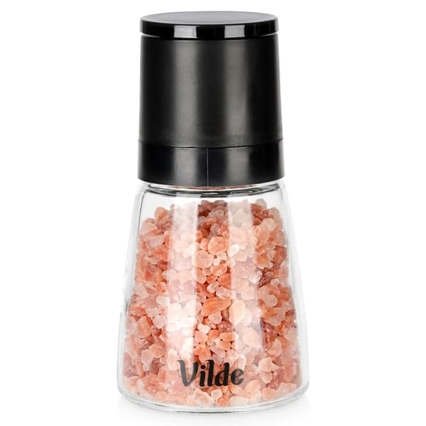 Peber- og saltkværn i glas, 13,5 cm, keramisk mekanisme