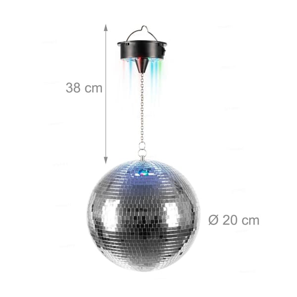 20 cm diskokugle med motor og LED-lys