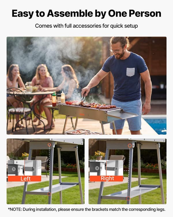 Sammenklappelig kulgrill, 250 kvm, løftebakke, borde