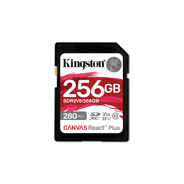 Kingston Canvas React Plus V60 256GB - Högpresterande Minneskort för Professionella Fotografer och Videografer