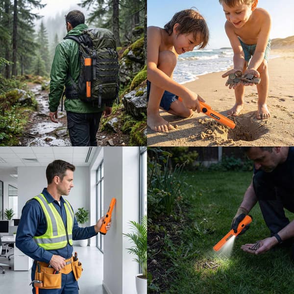 Vattentät pinpointer-metalldetektor med LED och hölster