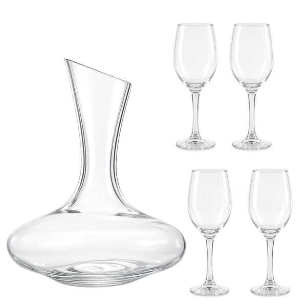 Vinglassæt med karaffel, klart glas, 5 dele