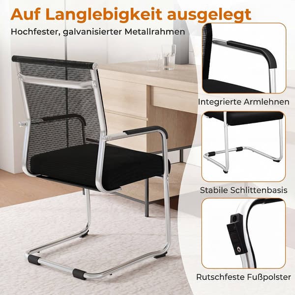 Set med 2 svarta gäststolar i nät med medunderrede