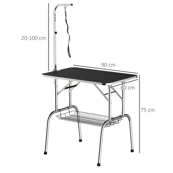 Striglebord, Striglebord, Klippebord Med Kurv, Foldbart Og Højdejusterbart, Rustfrit Stål, Sort
