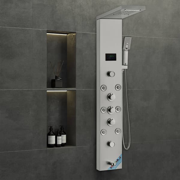 Duschpanelsystem, 6 lägen, LED-display, 304 rostfritt stål