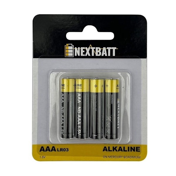 NextBatt Batteri AAA/LR03, 1,5V, Alkaline - 4-pack