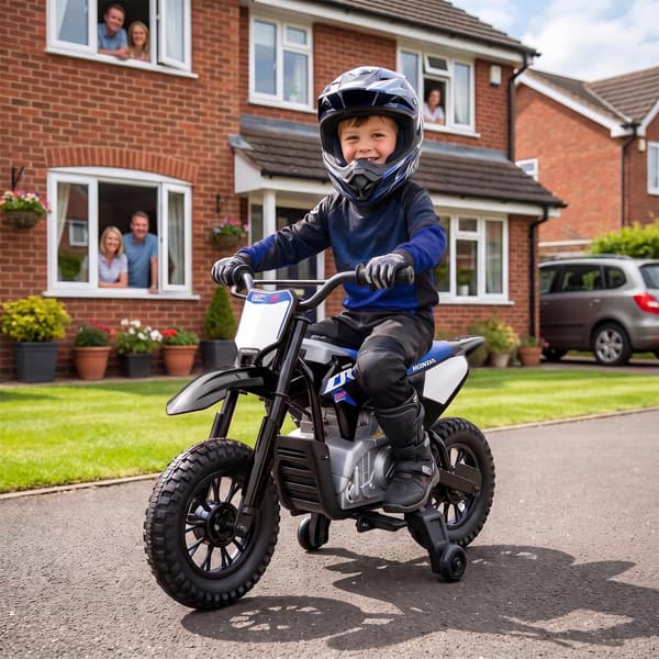 Elektrisk børnemotorcykel, 12V, sort og blå, 3-6 km/t