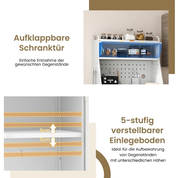 Keittiön kaappi keittiön buffet laudalla ja säädettävällä hyllyllä 76 x 36 x 161 cm valkoinen
