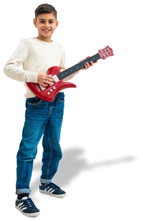 Elektronisk rockgitarr med 6 strängar och 8 demolåtar