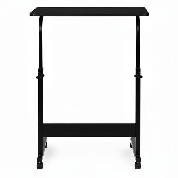 Justerbart mobilt laptopbord med hjul, MDF-skiva, svart