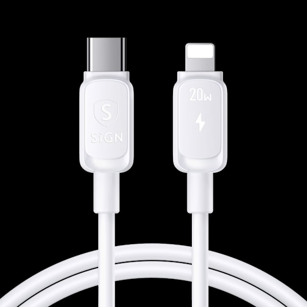 SiGN USB-C til Lightning-kabel 20W, 1,2m - Hvid