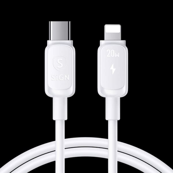 USB-C Lightning-kaapeliin 20 W, 1,2 m - valkoinen