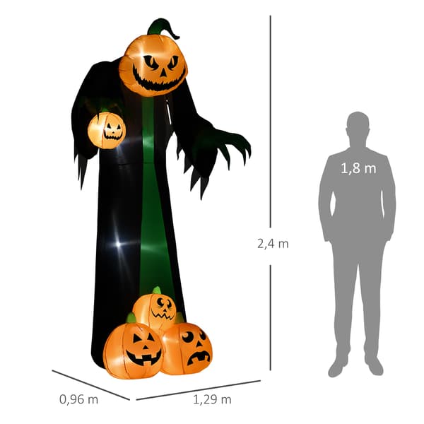 Oppustelig 2,4m LED græskarspøgelse til udendørs Halloween-dekoration