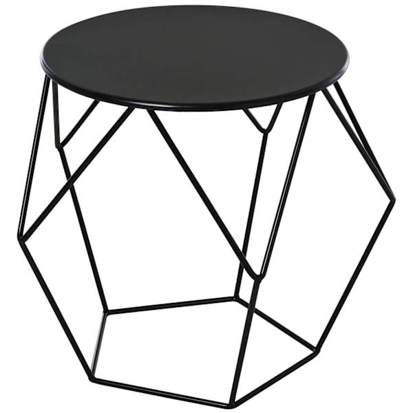 Rundt Sofabord Med Opbevaringssidebord & Indskudsbord, Metalkurvedesign, Til Stue Og Soveværelse, 51X51X44 Cm