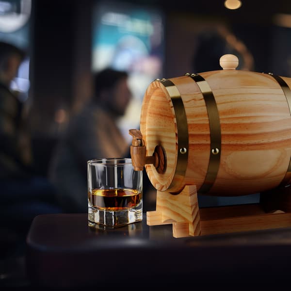 Whiskytønde med hanedispenser, 2,2L kapacitet